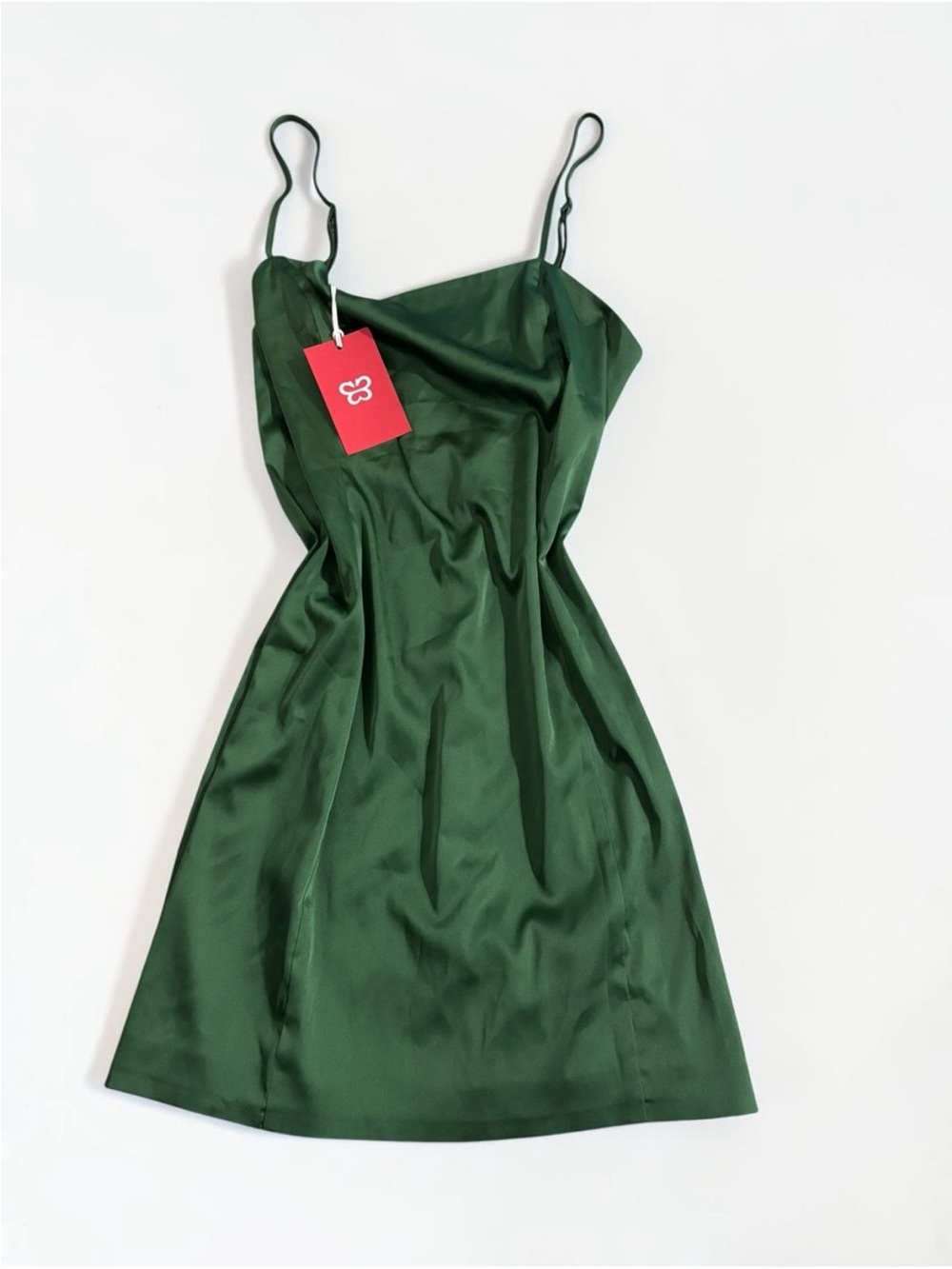 NWT Aritzia Green Satin Slip Dress with Spaghetti Straps